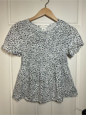 Urban Romantics Milkmaid SMOCKED Crop Top Boho Peasant Leopard Print Size S